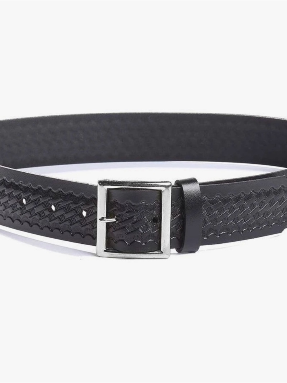 NWOT Galls Black Textured Leather Tactical Belt with Silver Buckle 40”
